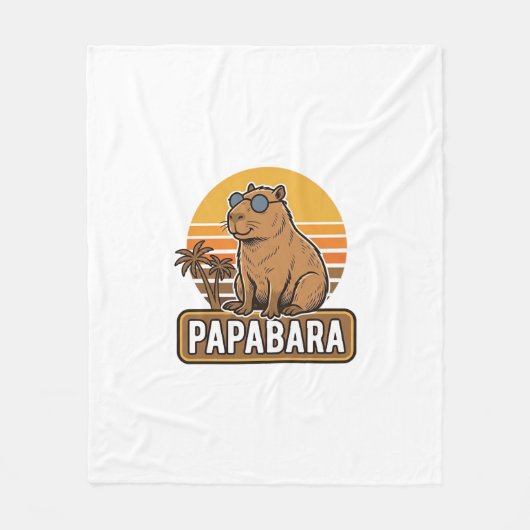 Couverture Polaire PAPABARA Conception Vectorielle Papa Capybara Rétr (Devant)