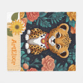 Couverture Polaire Papier bleu fleuri Cheetah (Devant (Horizontal))