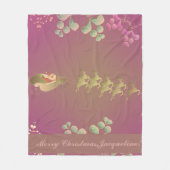 Couverture Polaire Papier d'enveloppement violet de rennes père Noël (Devant)