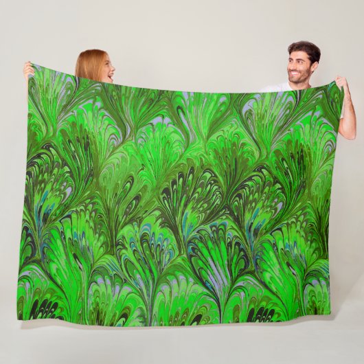 COUVERTURE POLAIRE PAPIER MARBELÉ, MOTIF ABSTRAIT VERT PEACOCK, ESCAL (En situation)