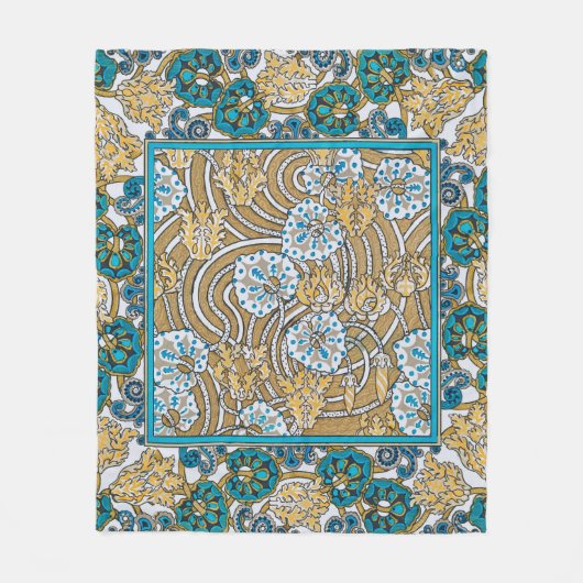 Couverture Polaire papier peint bleu art nouveau cyclamen (Devant)