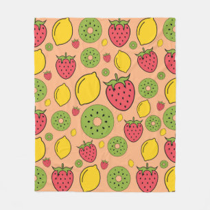 Couverture Polaire Papier peint fraise, citron et kiwi