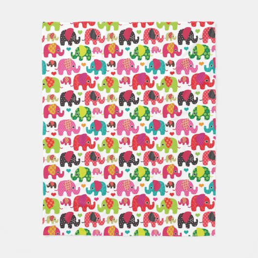 Couverture Polaire papier peint motif rétro éléphant enfants (Devant)