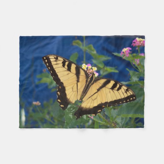 Couverture Polaire Papillon à queue blanche jaune et noire sur un (Devant (Horizontal))