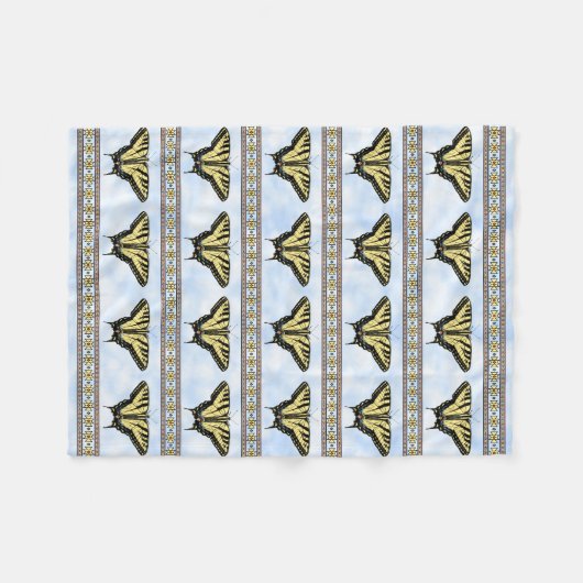 Couverture Polaire Papillon à queue jaune bleu ciel petit (Devant (Horizontal))