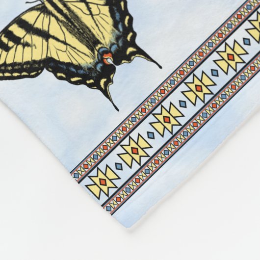 Couverture Polaire Papillon à queue jaune bleu ciel petit (Coin)