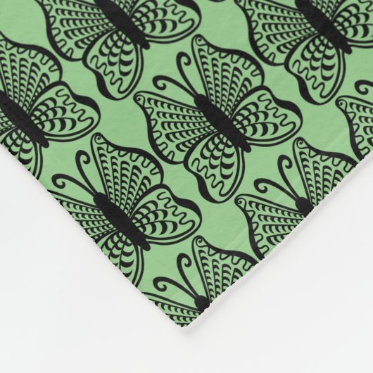 Couverture Polaire Papillon Abstrait Motif Sage vert (Coin)
