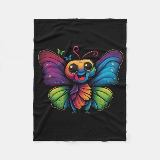 Couverture Polaire Papillon arc-en-ciel (Devant)
