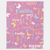 Couverture Polaire papillon arc-en-ciel muet nom personnalisé Emilia  (Devant)