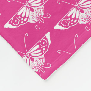 Couverture Polaire Papillon Art déco stylisé - rose fuchsia