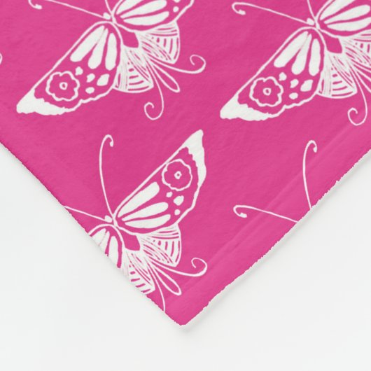 Couverture Polaire Papillon Art déco stylisé - rose fuchsia (Coin)