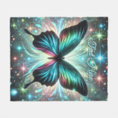 Couverture Polaire Papillon aux étoiles galactiques et brillantes (Devant (Horizontal))