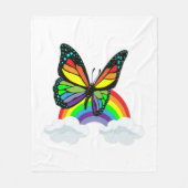 Couverture Polaire Papillon avec arc-en-ciel (Devant)
