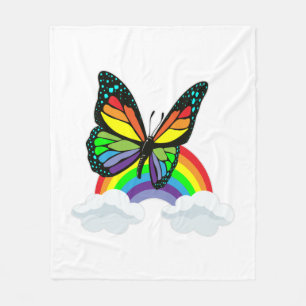 Couverture Polaire Papillon avec arc-en-ciel