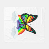 Couverture Polaire Papillon avec arc-en-ciel (Devant (Horizontal))