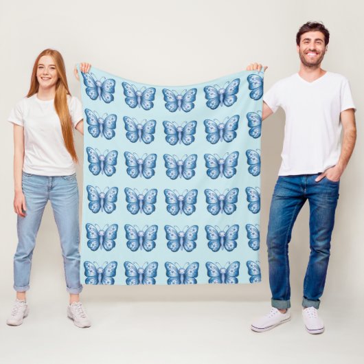 Couverture Polaire Papillon bleu (En situation)