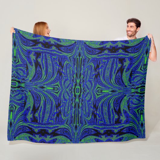 Couverture Polaire Papillon bleu en vert (En situation)