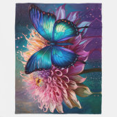 Couverture Polaire Papillon bleu et Dahlia (Devant)