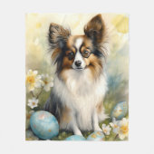 Couverture Polaire Papillon Chien avec Oeufs de Pâques Fêtes (Devant)