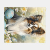 Couverture Polaire Papillon Chien avec Oeufs de Pâques Fêtes (Devant (Horizontal))