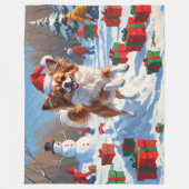 Couverture Polaire Papillon Chien courant dans la neige avec Casquett (Devant)
