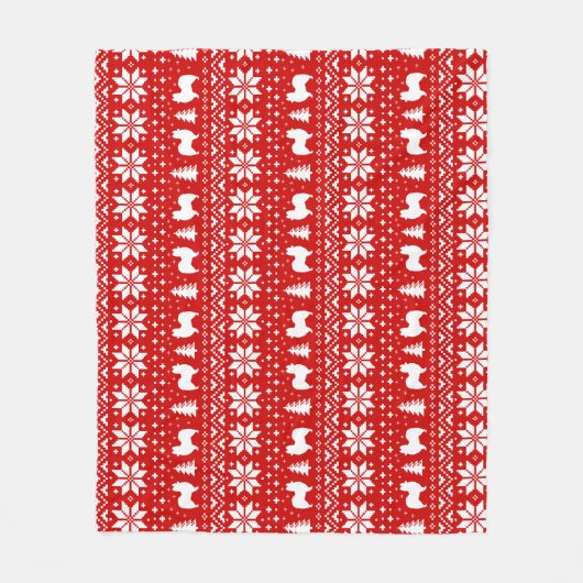 Couverture Polaire Papillon Chien Silhouettes Noël Motif de Noël (Devant)