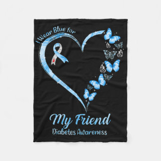 Couverture Polaire Papillon Coeur Je Porte Bleu Pour Mon Ami Diabète