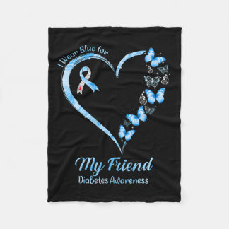 Couverture Polaire Papillon Coeur Je Porte Bleu Pour Mon Ami Diabète