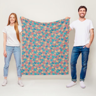 Couverture Polaire Papillon cool motif beige rose turquoise gris