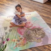 Couverture Polaire Papillon de chat fille 5e anniversaire