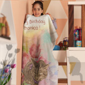 Couverture Polaire Papillon de chat fille 5e anniversaire