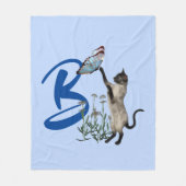 Couverture Polaire Papillon de chat siamois monogramme initial B   (Devant)