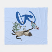 Couverture Polaire Papillon de chat siamois monogramme initial B   (Devant (Horizontal))