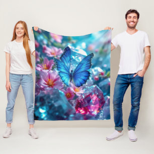 Couverture Polaire Papillon du jardin en cristaux de rubis
