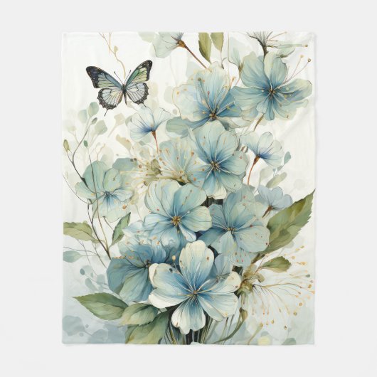 Couverture Polaire Papillon et vigne florale (Devant)
