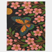 Couverture Polaire Papillon Fleur de Cerisier Lune (Devant)