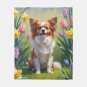 Couverture Polaire Papillon Fleurs de printemps de chien Peinture (Devant)