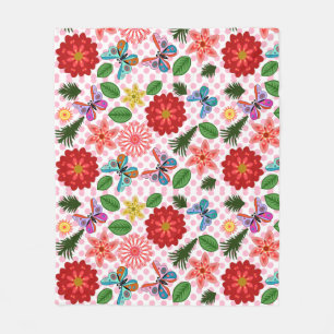 Couverture Polaire Papillon Floral de Jardin de Printemps Moderne
