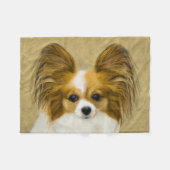 Couverture Polaire Papillon (Hound Tri) Peinture - Art Chien original (Devant (Horizontal))