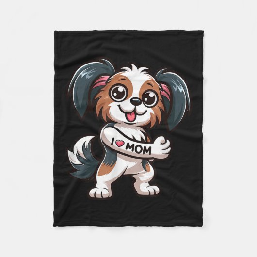 Couverture Polaire Papillon I Love Maman Funny Chien Tattoo (Devant)