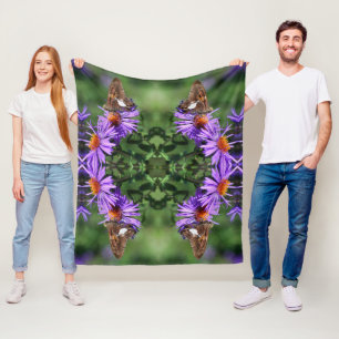 Couverture Polaire Papillon Lady Peint Sur Aster Flower Abstrait