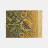 Couverture Polaire Papillon monarque et tournesols (Devant (Horizontal))