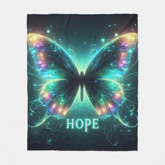 Couverture Polaire Papillon multicolore radiant représentant l'espoir (Devant)