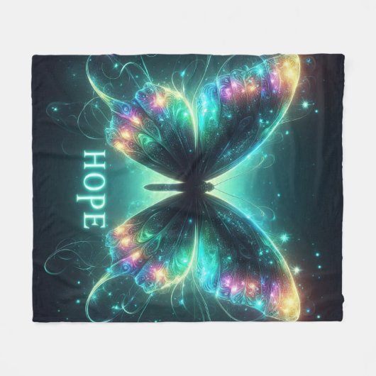 Couverture Polaire Papillon multicolore radiant représentant l'espoir (Devant (Horizontal))