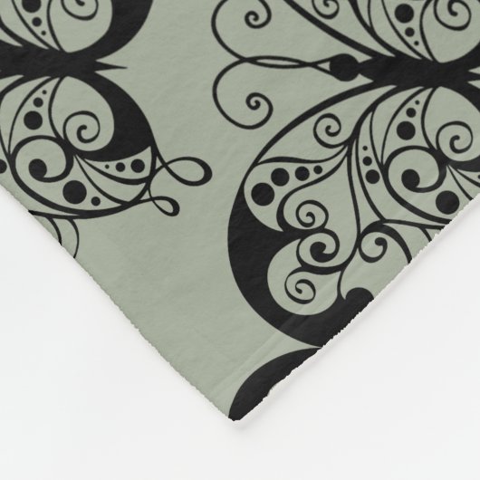 Couverture Polaire Papillon noir et gris (Coin)