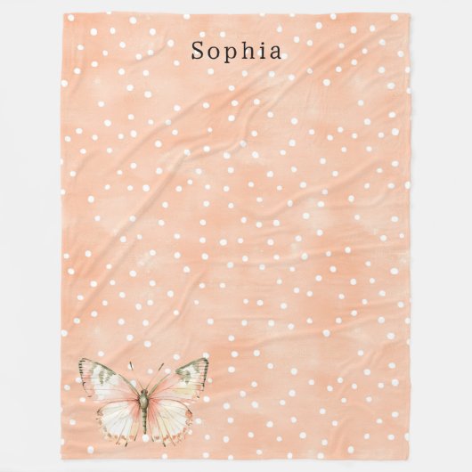 Couverture Polaire Papillon Points Blancs Rose Féminin (Devant)