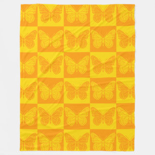 Couverture Polaire Papillon Retro Checkerboard Motif Jaune orange