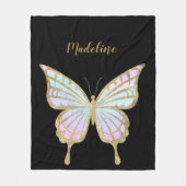 Couverture Polaire Papillon rose, bleu et or personnalisé (Devant)