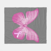 Couverture Polaire Papillon rose Cancer du sein Survivant (Devant (Horizontal))