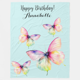Couverture Polaire Papillon rose délicat dans les couleurs pastel arc